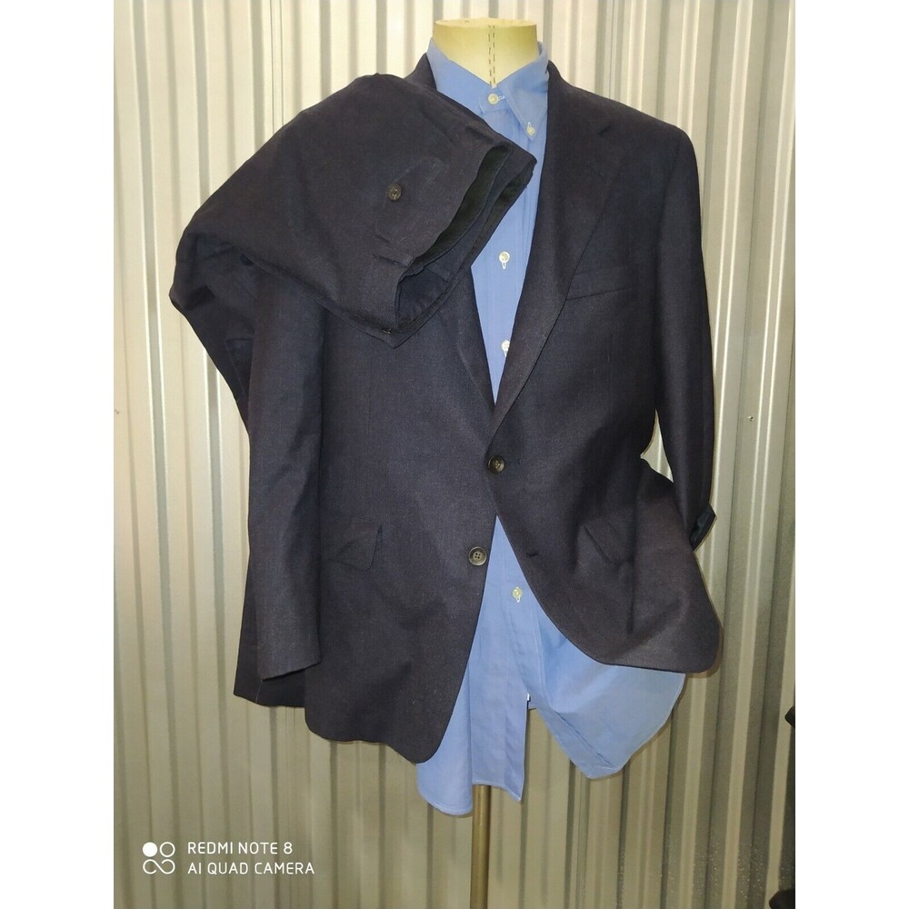 Ralph Lauren Chaps dark blue gray Suit Flannel WOOL Jacket 40R Pants 34 X 31